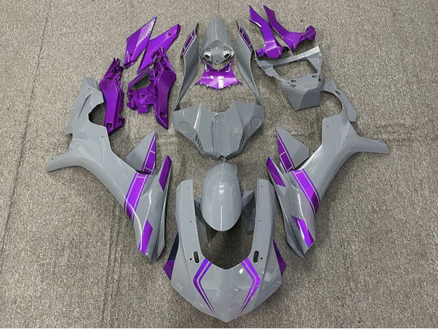Acentos En Gris Nardo & Morado 2015-2019 Yamaha R1 Carenado Moto Acentos En Gris Nardo & Morado 2015-2019 Yamaha R1 Carenado Moto
