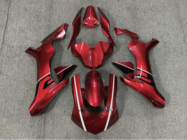 Acentos En Rojo Intenso & Blanco & Negro 2015-2019 Yamaha R1 Carenado Moto Acentos En Rojo Intenso & Blanco & Negro 2015-2019 Yamaha R1 Carenado Moto