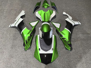 Acentos Verdes & Fibra De Carbono 2015-2019 Yamaha R1 Carenado Moto