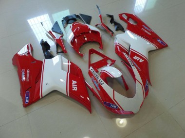 Air Rojo & Blanco 2007-2014 Ducati 848 1098 1198 Carenado Moto