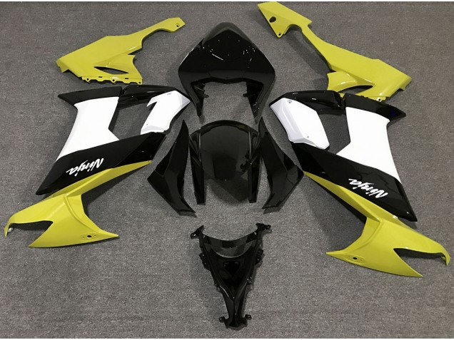 Amarillo Brillante Blanco & Negro 2008-2010 Kawasaki ZX10R Carenado Moto