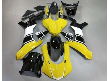 Amarillo Brillante Blanco & Negro 2015-2019 Yamaha R1 Carenado Moto