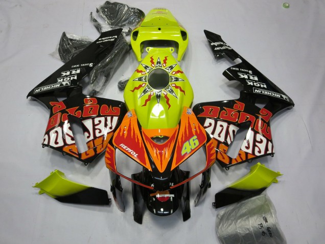 Amarillo Vibrante Rossi 2005-2006 Honda CBR600RR Carenado Moto Amarillo Vibrante Rossi 2005-2006 Honda CBR600RR Carenado Moto
