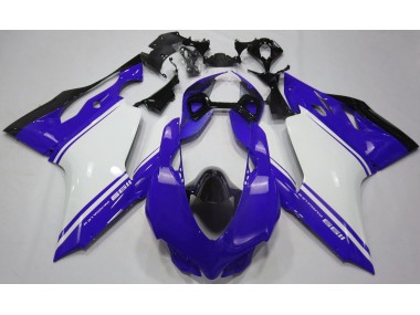Azul Brillante Blanco & Negro 2011-2014 Ducati 1199 Carenado Moto