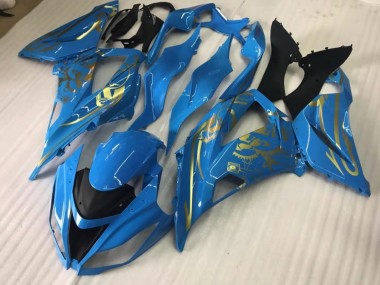 Azul Brillante Con Oro 2016-2019 Kawasaki ZX10R Carenado Moto