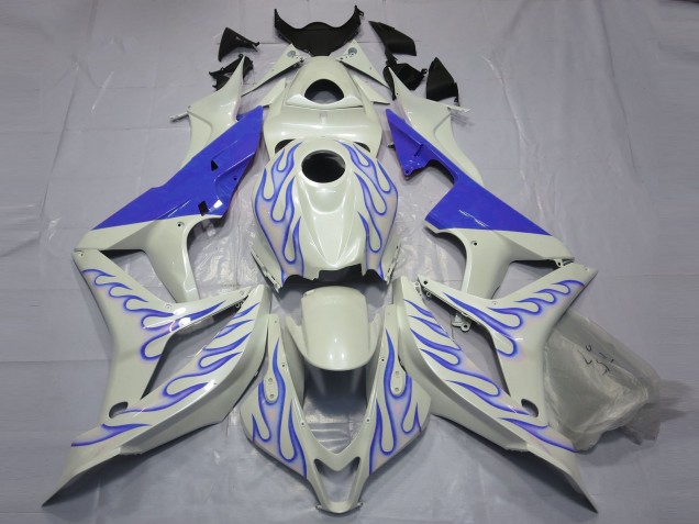 Azul Llama Sobre Blanco 2007-2008 Honda CBR600RR Carenado Moto