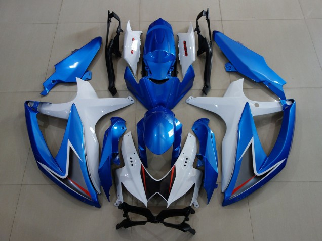 Azul Metalizado & Blanco 2008-2010 Suzuki GSXR 600-750 Carenado Moto