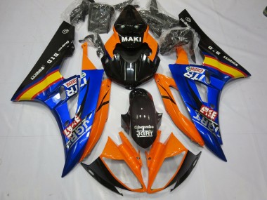 Azul Naranja 2006-2007 Yamaha R6 Carenado Moto
