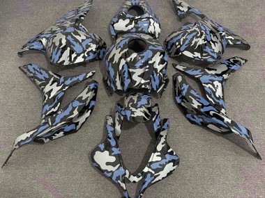 Azul & Plateado Camuflaje 2009-2012 Honda CBR600RR Carenado Moto