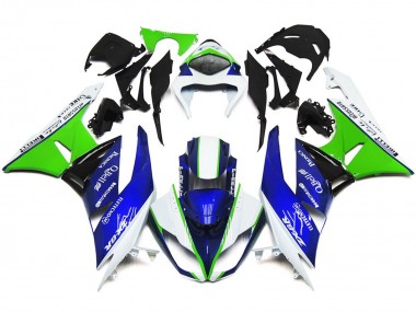 Azul Profundo Verde & Blanco 2009-2012 Kawasaki ZX6R Carenado Moto
