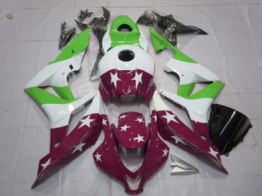 Barras & Estrellas Verdes & Granates 2007-2008 Honda CBR600RR Carenado Moto