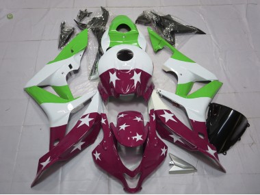Barras & Estrellas Verdes & Granates 2007-2008 Honda CBR600RR Carenado Moto