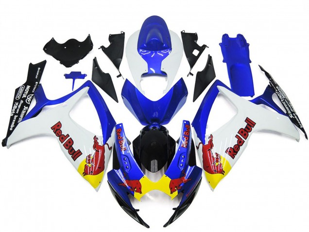 Blanco & Azul Rojo Toro Personalizado 2006-2007 Suzuki GSXR 600-750 Carenado Moto Blanco & Azul Rojo Toro Personalizado 2006-2007 Suzuki GSXR 600-750 Carenado Moto