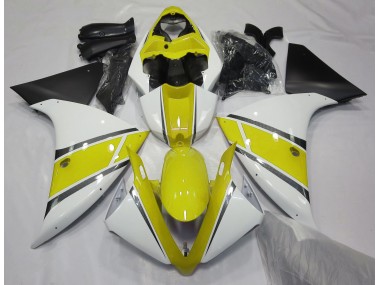 Blanco Brillante & Amarillo 2009-2011 Yamaha R1 Carenado Moto