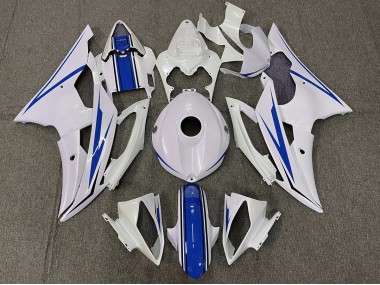 Blanco Brillante & Azul 2008-2016 Yamaha R6 Carenado Moto