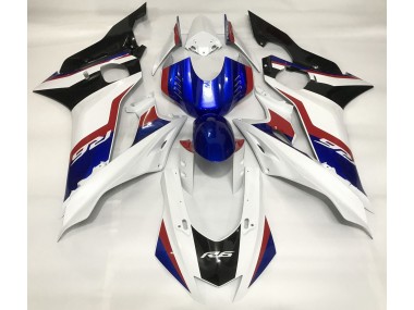 Blanco Brillante & Azul Intenso 2017-2021 Yamaha R6 Carenado Moto