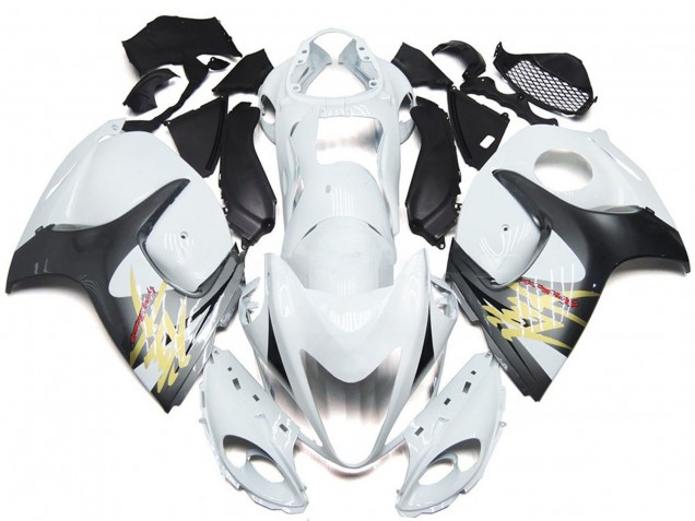 Blanco Brillante Con Estilo Plateado 2008-2020 Suzuki GSXR 1300 Carenado Moto