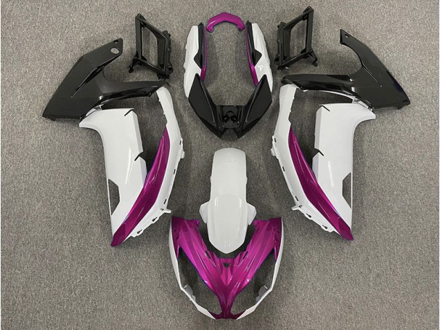 Blanco Brillante & Magenta 2012-2016 Kawasaki Ninja 650R Carenado Moto Blanco Brillante & Magenta 2012-2016 Kawasaki Ninja 650R Carenado Moto