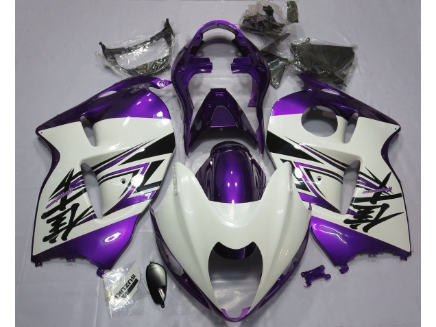 Blanco Brillante & Morado 1997-2007 Suzuki GSXR 1300 Carenado Moto