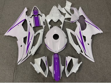 Blanco Brillante & Morado 2008-2016 Yamaha R6 Carenado Moto