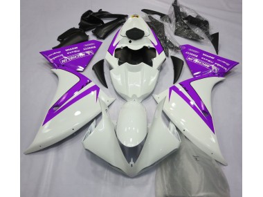 Blanco Brillante & Morado 2012-2014 Yamaha R1 Carenado Moto