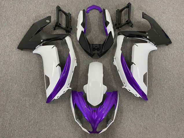 Blanco Brillante & Morado 2012-2016 Kawasaki Ninja 650R Carenado Moto