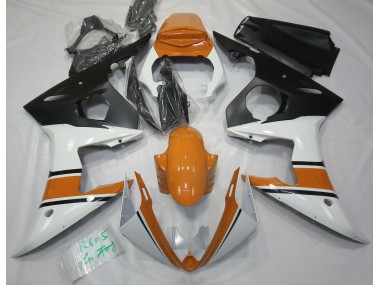Blanco Brillante & Naranja 2003-2004 Yamaha R6 Carenado Moto