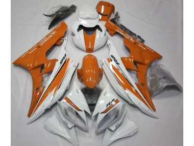 Blanco Brillante & Naranja 2006-2007 Yamaha R6 Carenado Moto