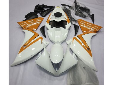 Blanco Brillante & Naranja 2012-2014 Yamaha R1 Carenado Moto
