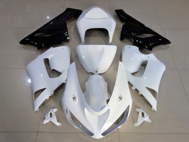 Blanco Brillante & Negro 2005-2006 Kawasaki ZX6R Carenado Moto