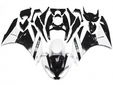 Blanco Brillante & Negro Pulido 2009-2012 Kawasaki ZX6R Carenado Moto
