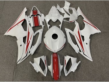 Blanco Brillante & Rojo 2008-2016 Yamaha R6 Carenado Moto