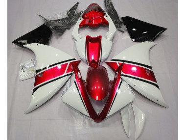 Blanco Brillante & Rojo Metalizado 2009-2011 Yamaha R1 Carenado Moto