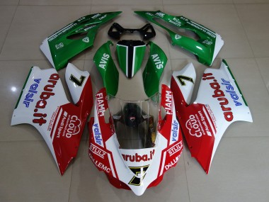 Blanco Brillante / Rojo / Verde 2011-2014 Ducati 1199 Carenado Moto
