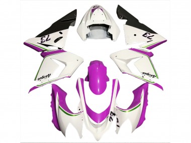 Blanco Brillante & Rosa 2004-2005 Kawasaki ZX10R Carenado Moto