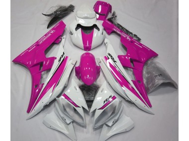 Blanco Brillante & Rosa 2006-2007 Yamaha R6 Carenado Moto