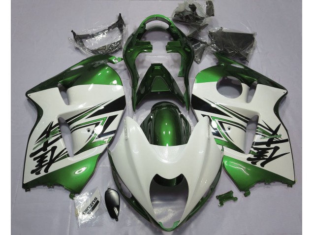 Blanco Brillante & Verde 1997-2007 Suzuki GSXR 1300 Carenado Moto