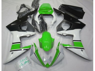 Blanco Brillante & Verde 2003-2004 Yamaha R6 Carenado Moto