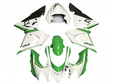 Blanco Brillante & Verde 2004-2005 Kawasaki ZX10R Carenado Moto