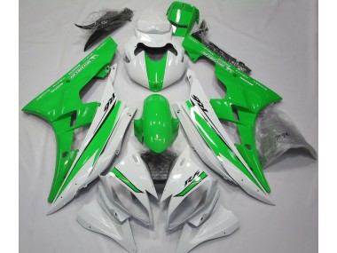 Blanco Brillante & Verde 2006-2007 Yamaha R6 Carenado Moto
