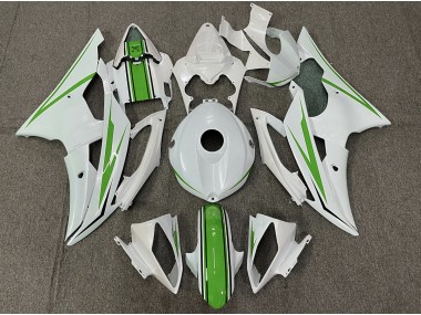 Blanco Brillante & Verde 2008-2016 Yamaha R6 Carenado Moto