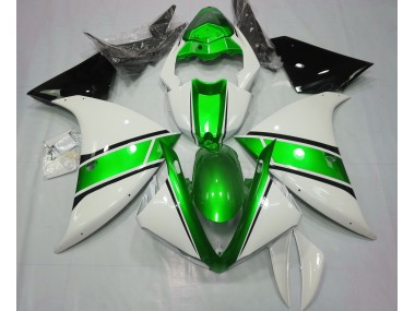 Blanco Brillante & Verde Metalizado 2009-2011 Yamaha R1 Carenado Moto