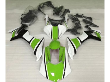 Blanco Brillante Verde & Negro 2015-2019 Yamaha R1 Carenado Moto