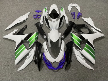 Blanco Brillante Verde Negro & Morado 2009-2016 Suzuki GSXR 1000 Carenado Moto