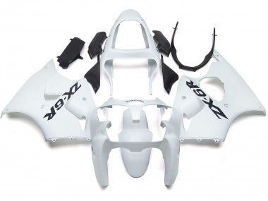 Blanco Brillo Liso Con Logo 2000-2002 Kawasaki ZX6R Carenado Moto