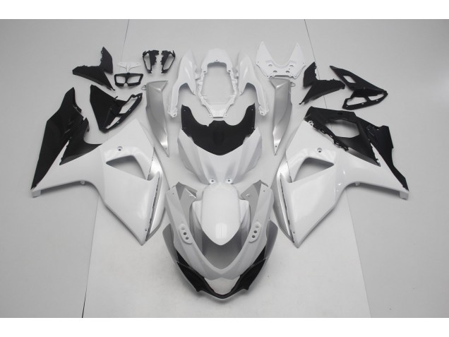 Blanco Brillo & Plata 2009-2016 Suzuki GSXR 1000 Carenado Moto