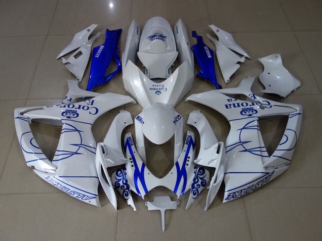 Blanco Corona 2006-2007 Suzuki GSXR 600-750 Carenado Moto