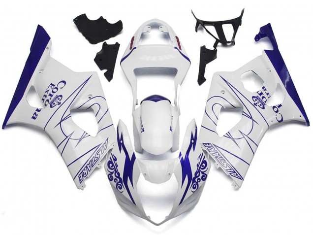 Blanco Corona Estilo Personalizado 2003-2004 Suzuki GSXR 1000 Carenado Moto
