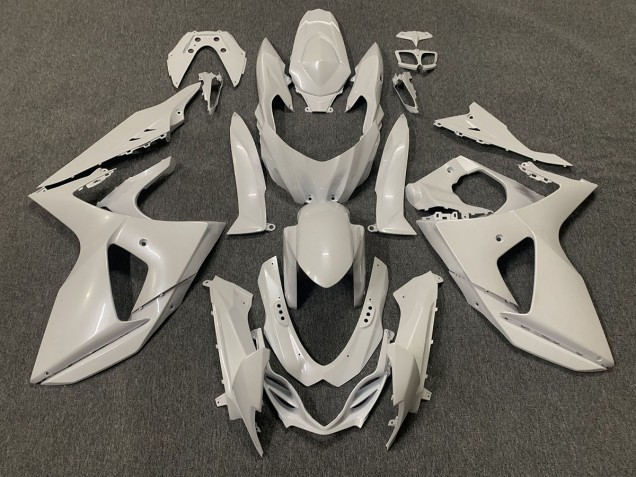 Blanco Liso Brillante 2009-2016 Suzuki GSXR 1000 Carenado Moto Blanco Liso Brillante 2009-2016 Suzuki GSXR 1000 Carenado Moto