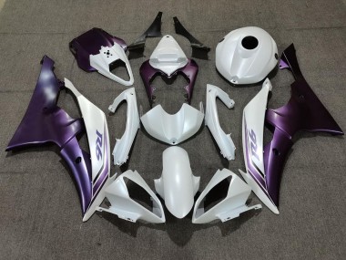 Blanco Mate & Morado 2008-2016 Yamaha R6 Carenado Moto